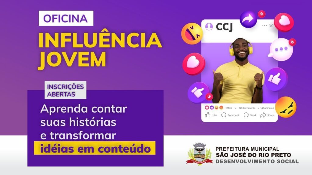 Oficina Influência Jovem abre inscrições em Rio Preto