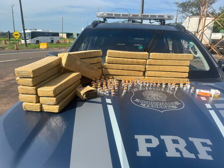 PRF prende quatro pessoas por transporte de drogas e medicamentos na BR-153