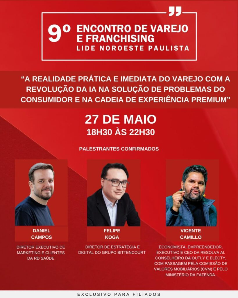 LIDE Noroeste Paulista promove encontro sobre varejo, franchising e inteligência artificial em RP