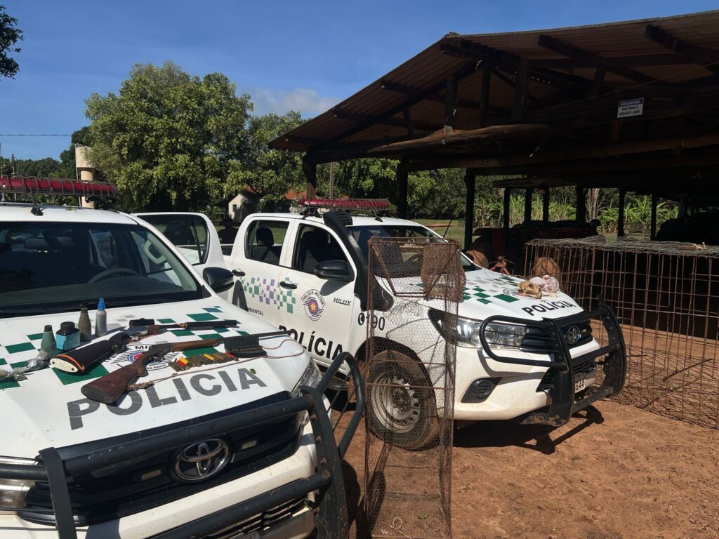 Polícia Ambiental apreende armas, armadilhas de caça e carne de tatu em Monte Aprazível