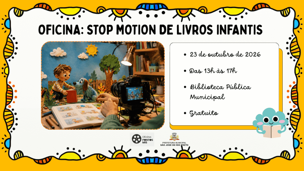 Oficina gratuita ensina crianças a criar animações com livros infantis